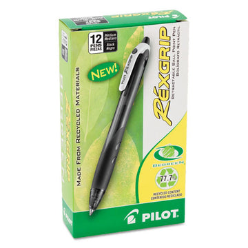 Pilot® Rexgrip Begreen Ballpoint Pen, Retractable, Medium 1 Mm, Black Ink, Black Barrel, Dozen freeshipping - TVN Wholesale